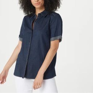 Denim&Co Dark Blue Button-Down Shirt